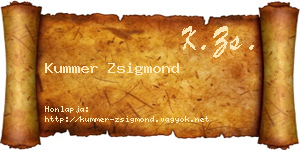 Kummer Zsigmond névjegykártya